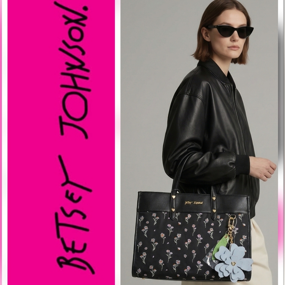 Betsey Johnson Xobeca-Y Tote Crossbody with Flower Charm